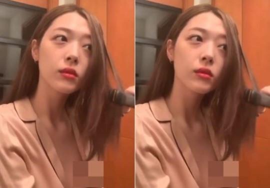 Sulli lại không mặc nội y, hớ hênh vòng một khi livestream-1