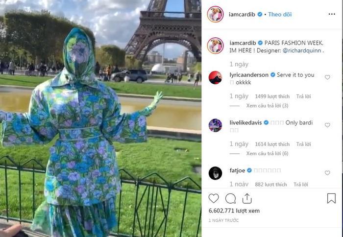 Cardi B gây sốc với trang phục kín mít như ninja tại tuần lễ thời trang Paris 2019-8