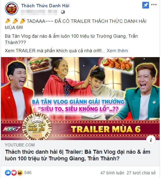 Chưa lên sóng, Thách thức danh hài đã bị dân mạng đòi tẩy chay chỉ vì bà Tân Vlog giành giải 100 triệu?-1