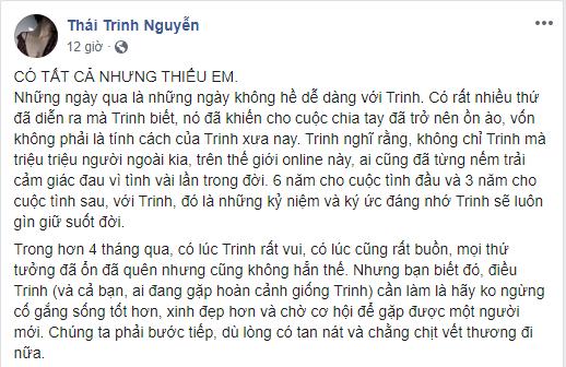 Thái Trinh hát Có Tất Cả Nhưng Thiếu Em đau xé lòng, ngầm ám chỉ lí do chia tay Quang Đăng chính vì Tuesday?-1
