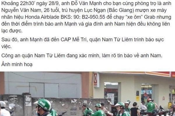 Sự thực về tài xế Grab ở Hà Nội mất tích nhiều ngày-1