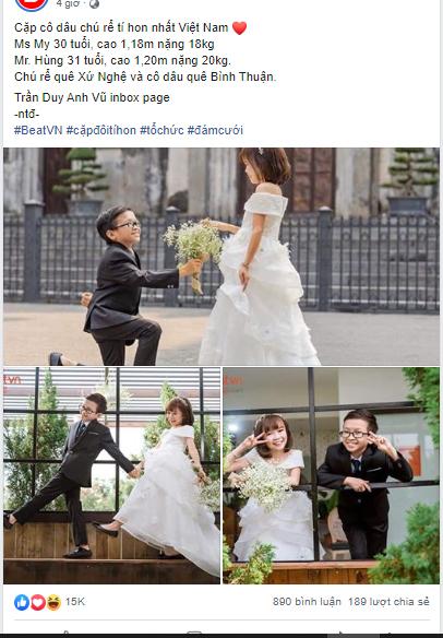 Cặp đôi tí hon nhất Việt Nam khoe ảnh cưới, dân mạng giật mình vì thân hình quá giống học sinh-1