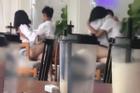 Bất chấp có người cặp nam nữ vẫn thản nhiên ôm hôn, sờ soạng phản cảm trong quán trà sữa ở Lạng Sơn