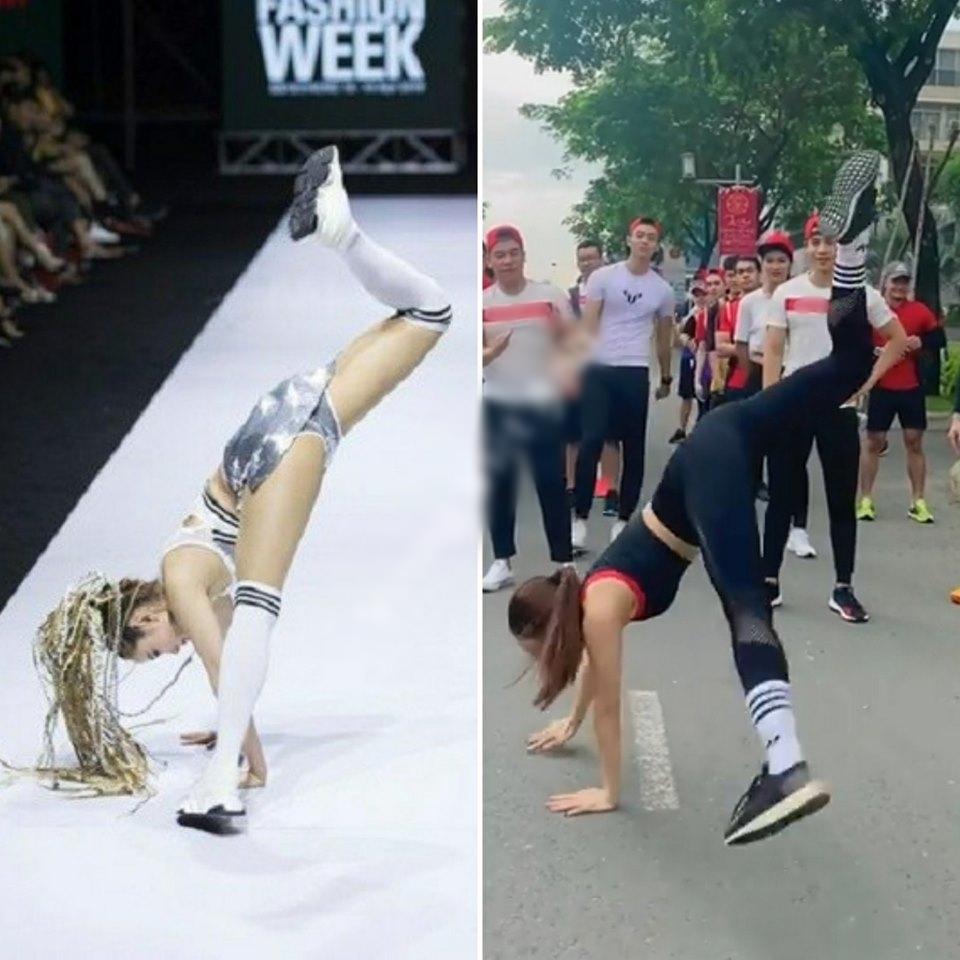 Minh Hằng được cả dàn trai đẹp cổ vũ để thực hiện màn nhào lộn thảm họa nhưng vẫn fail hết sức-2