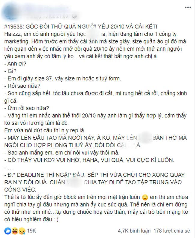 Học đòi dân mạng đăng status đòi quà người yêu 20/10, cô gái nhận kết đắng-1