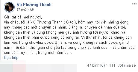 Nhà văn Gào công bố ly hôn chồng sau 10 năm gắn bó và có 3 con chung-1