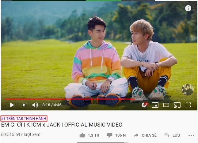 Chuyện gì thế này: MV Em gì ơi (K-ICM & Jack) đùng đùng chễm chệ Top 1 Trending Youtube giữa đêm-1