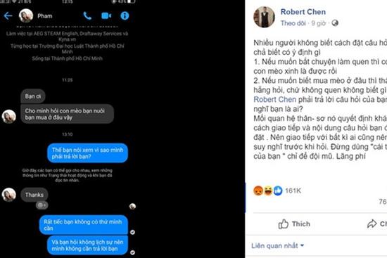 Robert Chen - chủ nhân câu ‘sao mình phải trả lời bạn’ bị quấy rối