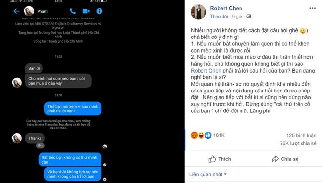 Robert Chen nói cô gái hỏi mua mèo sai người, sai mối quan hệ-1