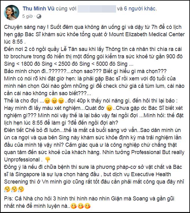 Thu Minh nổi đóa kể chuyện đi khám sức khỏe tại bệnh viện hàng đầu Singapore-1