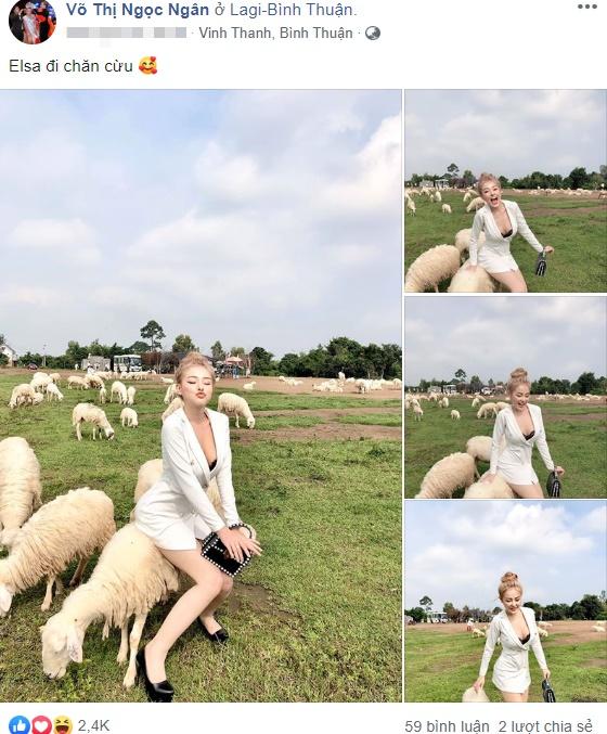 Tạo dáng uốn éo trên lưng cừu, Ngân 98 bị mỉa mai: Cừu ơi mày có thấy mùi silicon không?-1