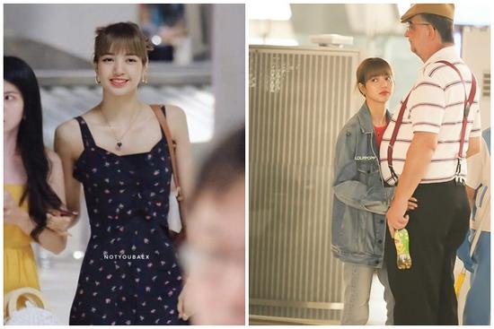 Lisa diện váy hoa khoe vai thon, đeo túi hàng hiệu ra sân bay