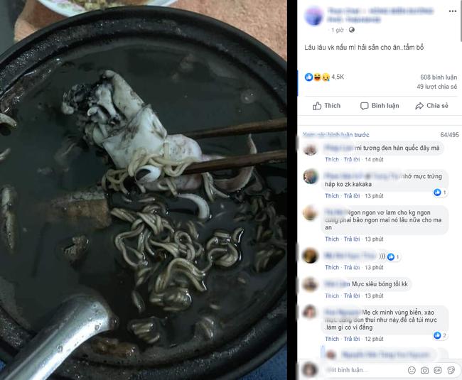 Lâu lâu vợ dậy sớm nấu mì hải sản cho ăn, chồng vừa nhìn thấy đã thất kinh, bỏ chạy-1