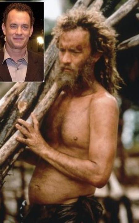 Nam tài tử Tom Hanks đã giảm 25kg để trở thành kẻ lạc trên hoang đảo trong bộ phim “Cast away” hồi năm 2000.