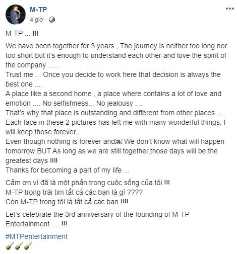 Kỷ niệm 3 năm thành lập đế chế, chủ tịch Sơn Tùng M-TP nhắn nhân viên: Không đâu tốt bằng đây-3