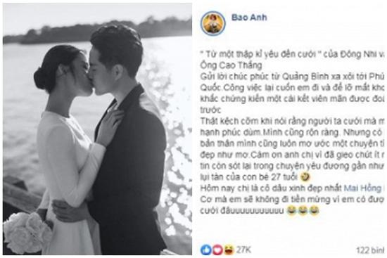 Bảo Anh đăng ảnh 'cà khịa' một số người xấu tính vì không được mời đám cưới Đông Nhi