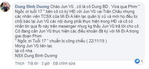 NSX Dung Bình Dương bức xúc khi Jun Vũ vi phạm hợp đồng, có thái độ bất hợp tác không tham gia quảng bá phim mới?-1