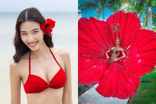 Hoàng Thùy loại trang phục hoa dâm bụt, ai ngờ ý tưởng này được đối thủ Miss Universe dùng lại!