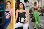 Chi Pu diện áo corset khoe eo nhỏ khó tin - Thúy Vi lăng xê mốt áo như khăn giống Lisa