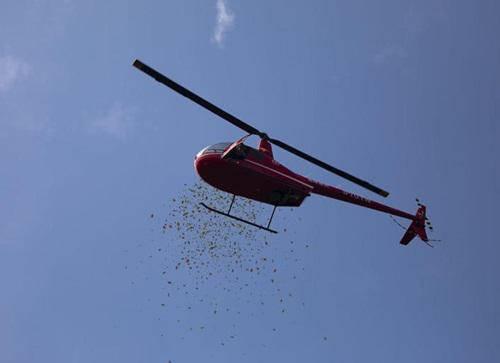 Đám cưới hoành tráng, chú rể thuê cả máy bay rải phong bì lì xì cho khách mời-3