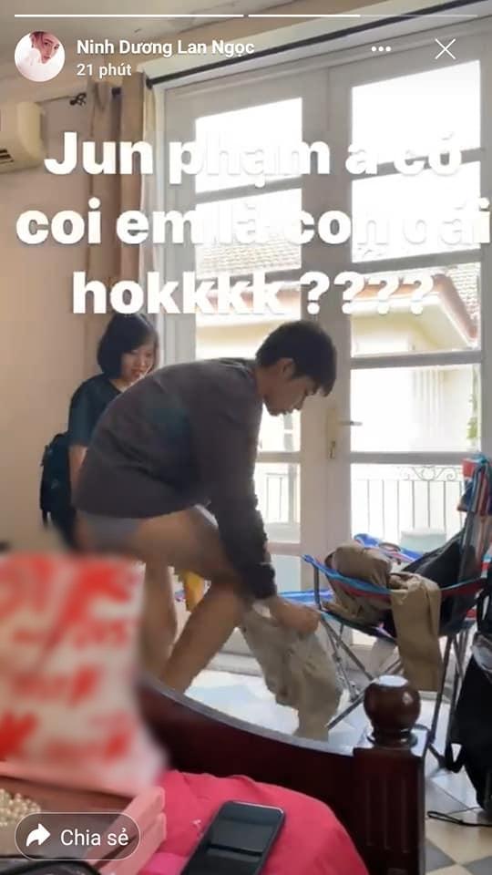 Lan Ngọc kêu trời khi chứng kiến Jun Phạm hồn nhiên thay đồ: Anh có còn coi em là con gái không?-1