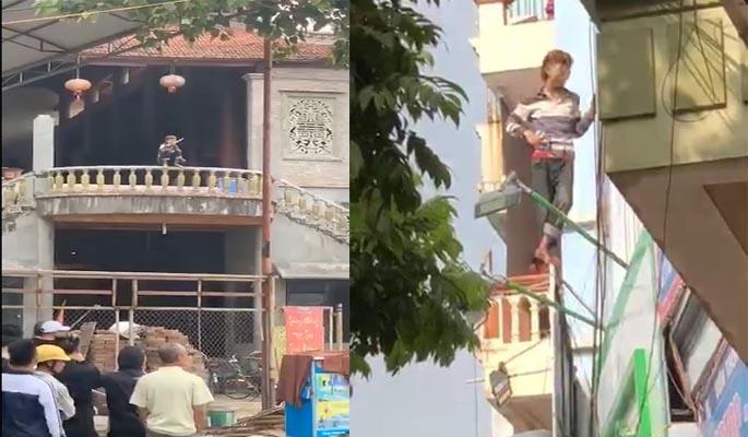 Giải cứu nam thanh niên ngáo đá tự chặt tay mình ở thị trấn Trâu Quỳ, Hà Nội-1