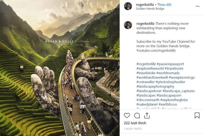 Du khách gây tranh cãi vì ghép ảnh cầu Vàng với ruộng bậc thang-1