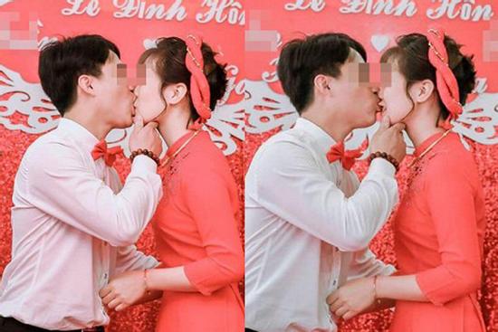 Dân mạng tranh cãi gắt hình ảnh chú rể trẻ hôn như muốn cắn đứt môi của cô dâu