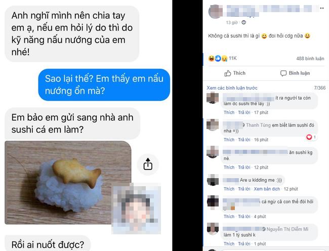 Mời bạn trai món sushi cá, cô gái bị nói lời chia tay phũ phàng mà khi biết lý do ai cũng cười muốn ngất-1