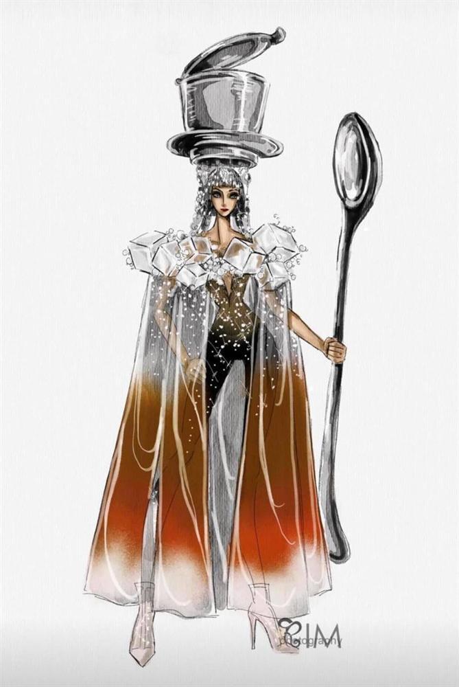 Lộ bản vẽ Cafe phin của Hoàng Thùy có áo choàng độc đáo, NTK khẳng định sẽ còn chỉnh sửa-3