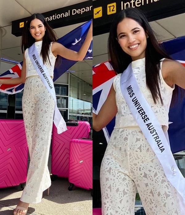 Đại diện Australia - Priya Serrao đã lên đường dự thi Hoa hậu Hoàn vũ 2019 trong hôm nay. Cô xuất hiện tại sân bay với bộ đồ ren xuyên thấu. Tuy người đẹp lộ nội y nhưng rất may khi lớp vải ngoài có độ che phủ nhất định, tránh được sự cố phản cảm.