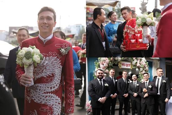 Chỉ có trong đám hỏi Hoàng Oanh: Dàn phù rể toàn trai Tây, ngoại hình cực phẩm không kém chú rể