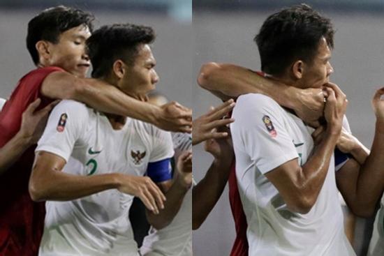 Cận cảnh tình huống Văn Hậu 'giận tím mặt', kẹp đầu đội trưởng Indonesia để bảo vệ Tiến Linh