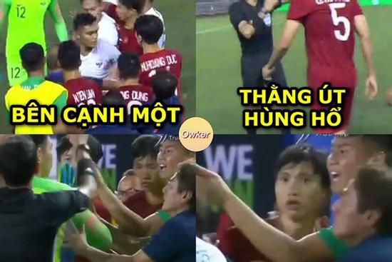 Ảnh chế hai em út U22 Việt Nam phản ứng gắt ở trận gặp Indonesia