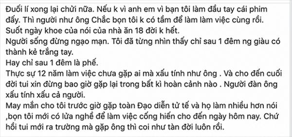 Lê Bê La tố một đạo diễn ngạo mạn, chửi thề và xem thường diễn viên-2