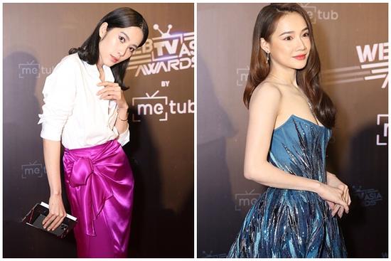 Nam Em tạo dáng 'lạ' 'đụng độ' Nhã Phương trên thảm đỏ