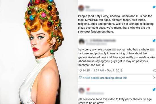 Nóng: ARMY đồng loạt tạo 'black ocean', bỏ về khi Katy Perry 'đá xéo' fan BTS là những đứa trẻ nhỏ?