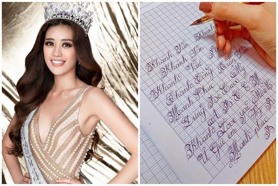 Chữ viết tay đẹp như đánh máy của Hoa hậu Khánh Vân