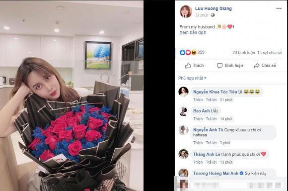 Khoe hoa chồng tặng, Lưu Hương Giang vô tình hé lộ không gian căn hộ mới-1