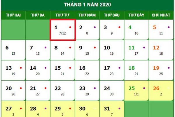 Tết Dương lịch 2020 được nghỉ mấy ngày?-1
