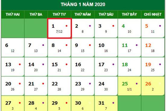Tết Dương lịch 2020 được nghỉ mấy ngày?