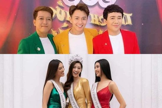 Bị chê ăn mặc giống đèn giao thông, Ngô Kiến Huy mang ngay top 3 hoa hậu ra chứng minh mình không 'dị'