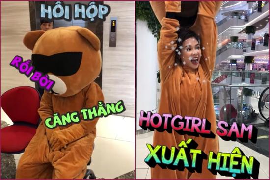 Không váy áo điệu đà, Sam hóa trang thành gấu khiến fan hú hồn