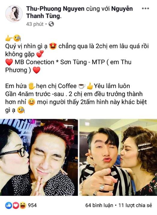 Tái ngộ Sơn Tùng M-TP sau 4 năm xa cách, Thu Phương diễn lại cảnh hôn má đàn em cưng xỉu-3