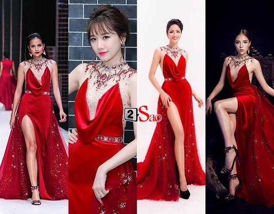 Hari Won chỉ trung thành với 2 kiểu tóc, 1 layout make up nhưng cân được cả dàn hoa hậu khi đụng hàng-6