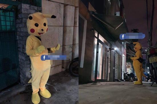 Chồng mặc bộ đồ Pikachu, cầm biển xin vào nhà nhưng vẫn bị vợ đóng chặt cửa, dân mạng nhanh chóng chỉ ra thiếu sót