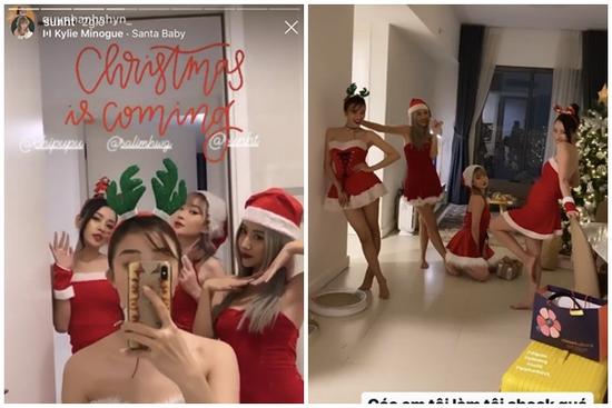 Chi Pu cùng hội 'Chị chị em em' hóa trang mùa Noel cực sexy