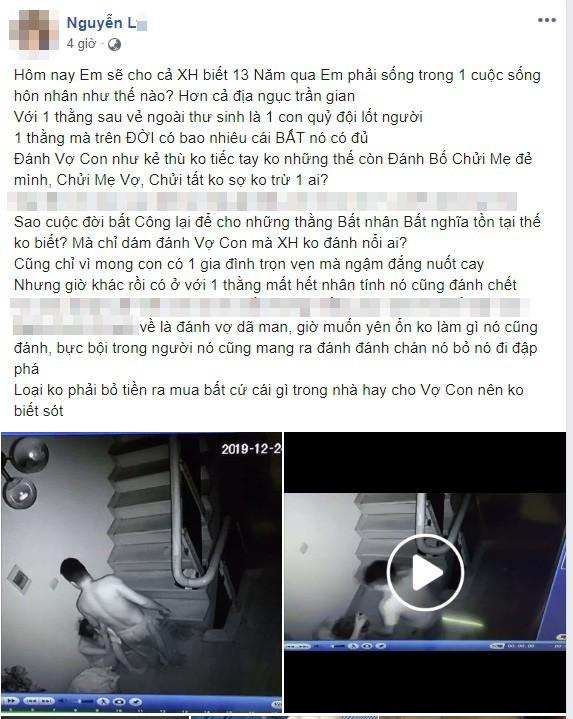 Clip: Chồng liên tục lên gối, đấm đá, cầm dép vả vào mặt vợ rồi dúi ngã xuống cầu thang-1