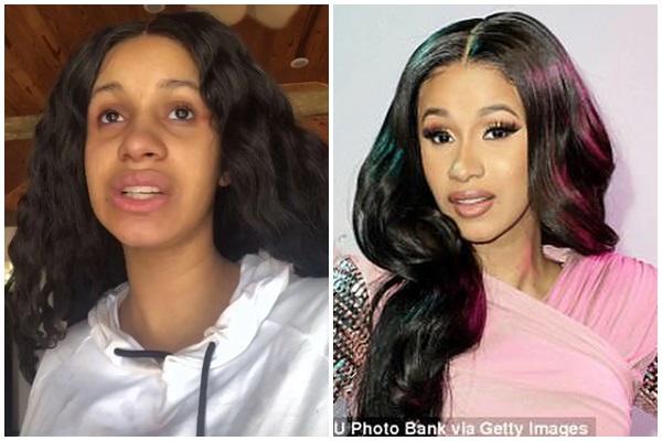KHÔNG THỂ TIN ĐƯỢC: Cardi B mặt mộc và trang điểm như hai người không hề liên quan-5