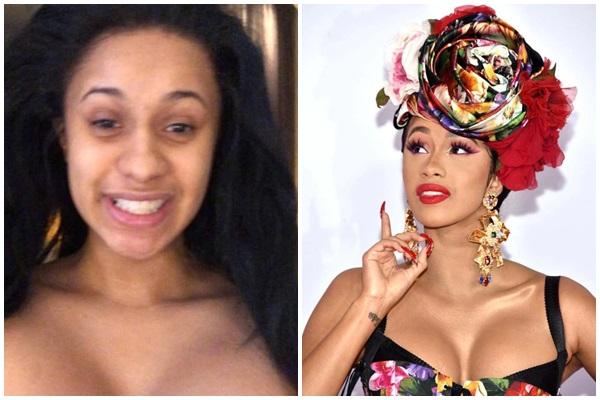 KHÔNG THỂ TIN ĐƯỢC: Cardi B mặt mộc và trang điểm như hai người không hề liên quan-6